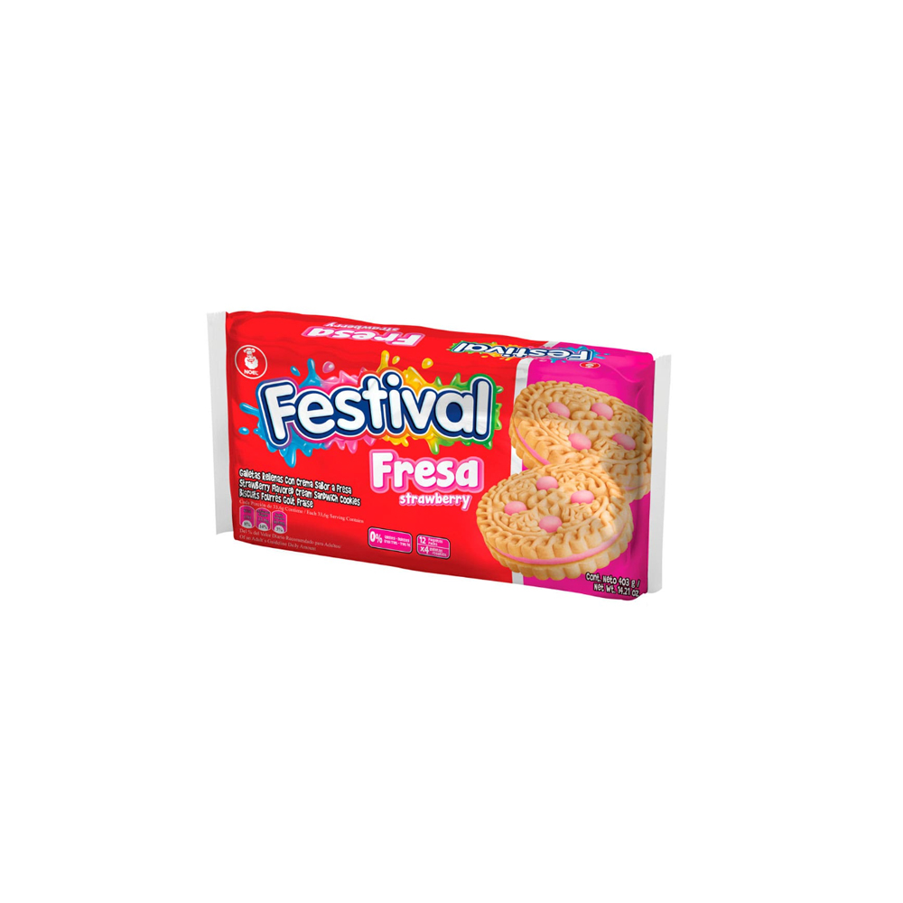 GALLETAS FESTIVAL FRESA ( 1 CAJA X 24 DISPLAY X 12 UNDS)